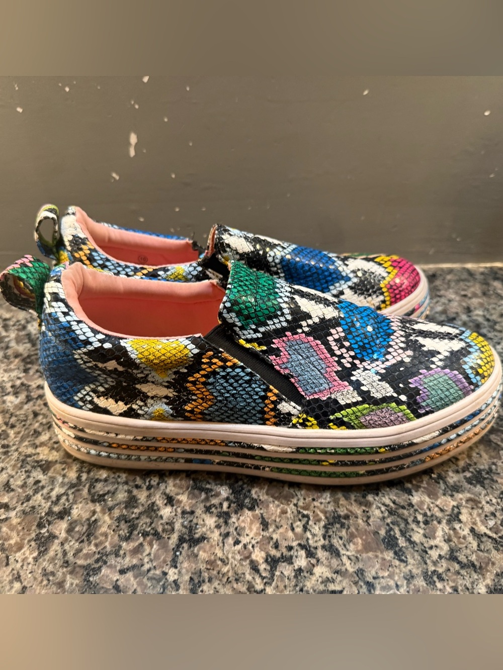 Liliana Multicolor Slip-On Snake Print Platform Sneakers Size 10
